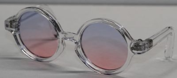 Brille Sonnenbrille 9 cm klarer Kunststoff blau-rosa Gläser für Teddies oder Puppen Accessoire Requisite