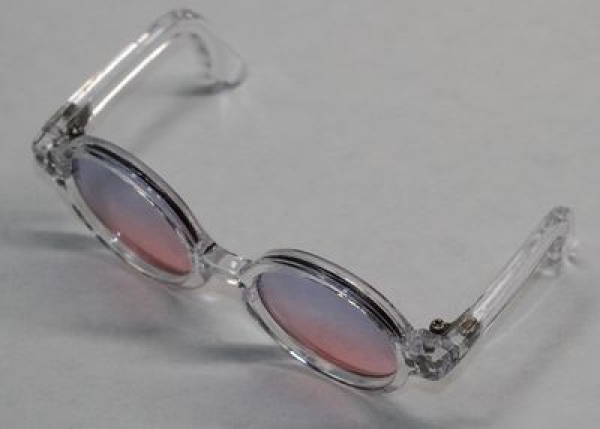 Brille Sonnenbrille 9 cm klarer Kunststoff blau-rosa Gläser für Teddies oder Puppen Accessoire Requisite