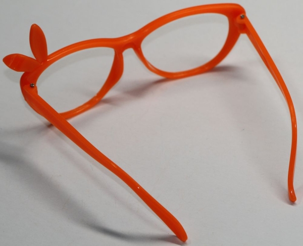 Brille 12 cm orange ohne Gläser aus Kunststoff für Teddies oder Puppen Accessoire Requisite