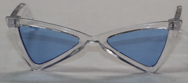 Brille 8,5 cm Kunststoff transparent hellblaue Gläser für Teddies oder Puppen Accessoire Requisite