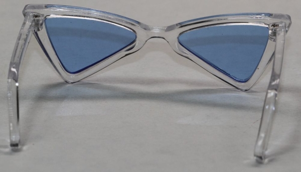 Brille 8,5 cm Kunststoff transparent hellblaue Gläser für Teddies oder Puppen Accessoire Requisite