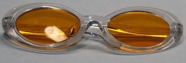 Brille 8,5 cm Kunststoff transparent orange Gläser für Teddies oder Puppen Accessoire Requisite