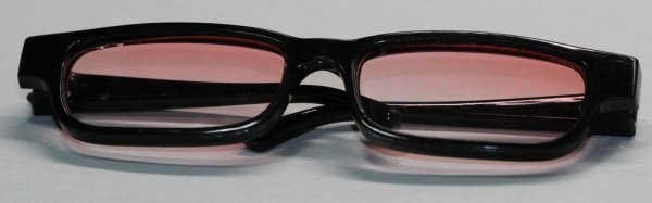 Brille 9 cm Kunststoff schwarz Gläser Farbverlauf rot für Teddies oder Puppen Accessoire Requisite