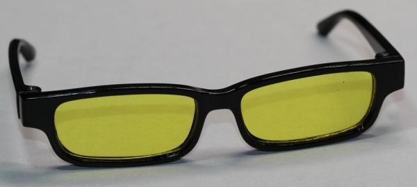 Brille 9 cm Kunststoff schwarz Gläser gelb für Teddies oder Puppen Accessoire Requisite