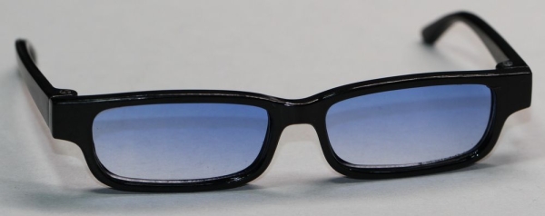 Brille 9 cm Kunststoff schwarz Gläser Farbverlauf blau für Teddies oder Puppen Accessoire Requisite