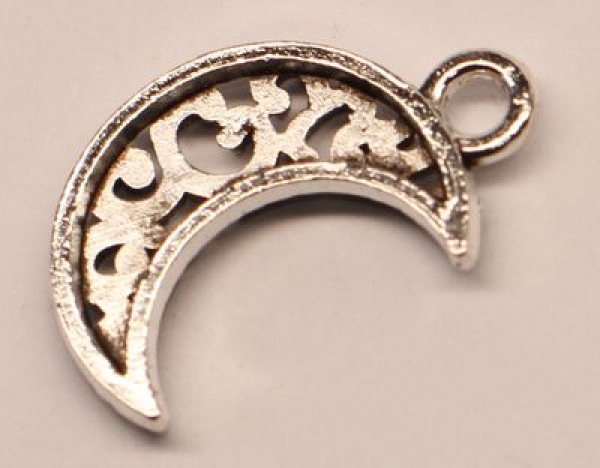 1 Anhänger Charm Mond aus Metall silberfarben ca. 18 mm x 20 mm