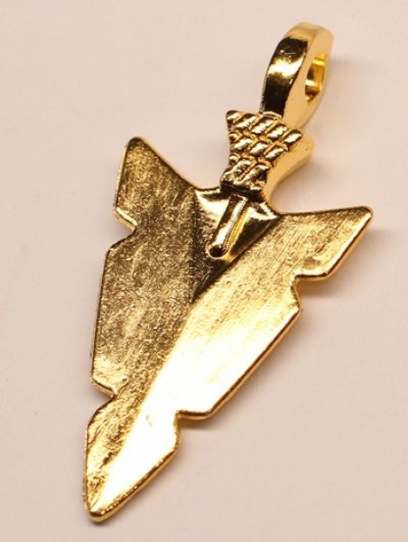 1 Anhänger Charm Pfeilspitze aus Metall goldfarben ca. 30 mm x 15 mm