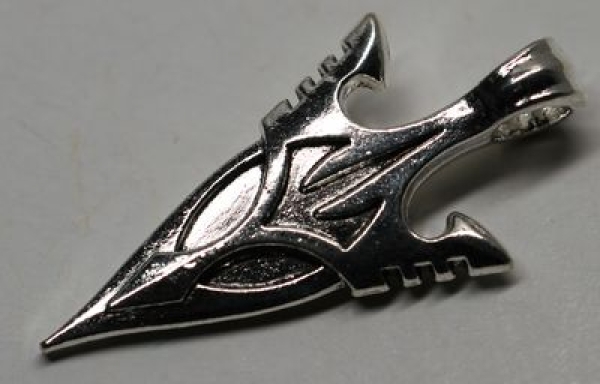1 Anhänger Charm Pfeilspitze aus Metall silberfarben ca. 46 mm x 23 mm
