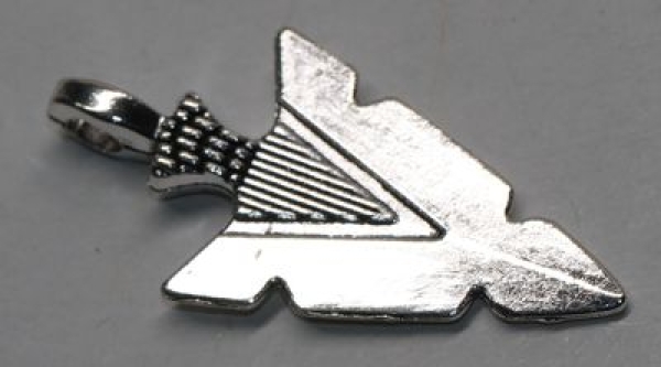 1 Anhänger Charm Pfeilspitze aus Metall silberfarben ca. 30 mm x 15 mm
