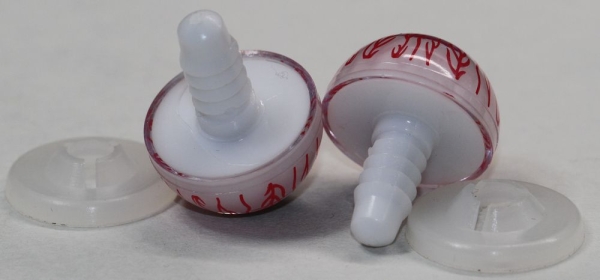 1 Paar 20 mm Sicherheitsaugen Comic Ball weiß rot farbige Iris