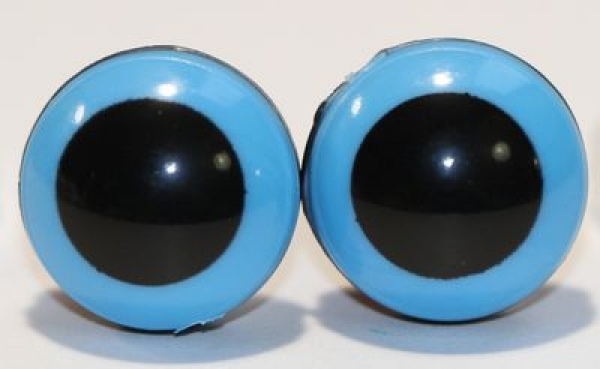 1 Paar 14 mm Sicherheitsaugen Comic Ball hellblau schwarz