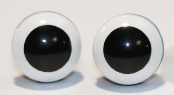 1 Paar 14 mm Sicherheitsaugen Comic Ball weiß schwarz