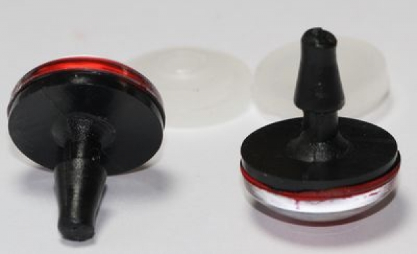 1 Paar 18 mm Sicherheitsaugen Comic Kristall rot-weiß-schwarz