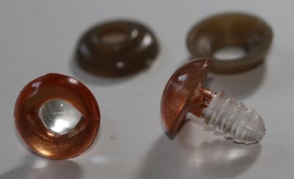 1 Paar 14 mm Sicherheitsaugen Echsenaugen kupfer metallic - Pupille transparent