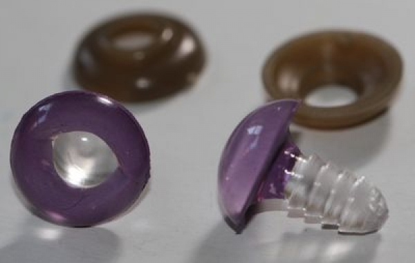 1 Paar 14 mm Sicherheitsaugen Echsenaugen flieder - Pupille transparent