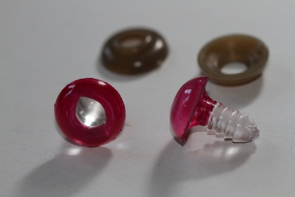 1 Paar 14 mm Sicherheitsaugen Echsenaugen purpur - Pupille transparent