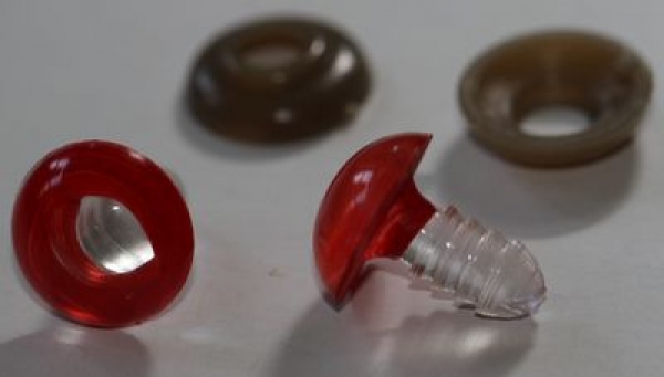 1 Paar 14 mm Sicherheitsaugen Echsenaugen rot - Pupille transparent