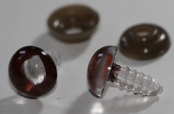 1 Paar 12 mm Sicherheitsaugen Echsenaugen dunkelbraun - Pupille transparent