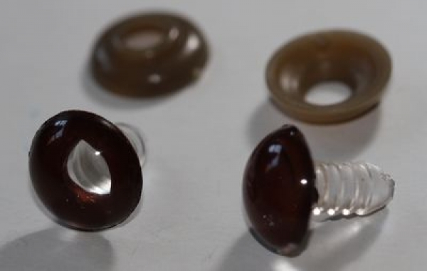 1 Paar 14 mm Sicherheitsaugen Echsenaugen dunkelbraun - Pupille transparent