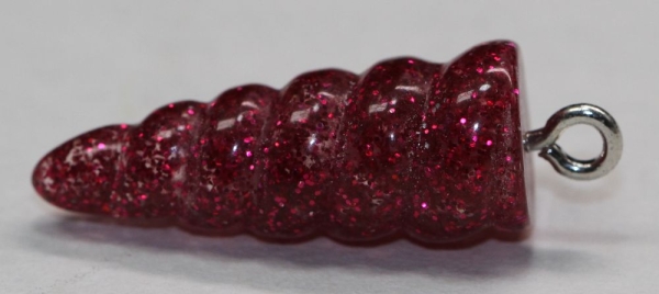 1 Einhorn-Horn 25 x 9,9 mm Glitter dunkelrot