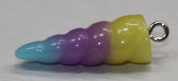 1 Einhorn-Horn 25 x 9,9 mm gelb violett türkis