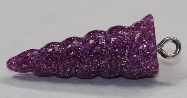 1 Einhorn-Horn 26,4 x 9,9 mm Glitter violett