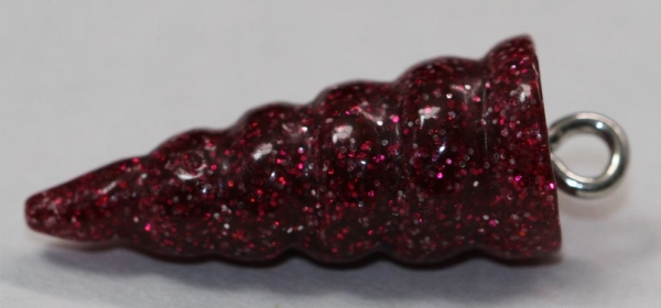 1 Einhorn-Horn 23,2 x 9 mm Glitter dunkelrot