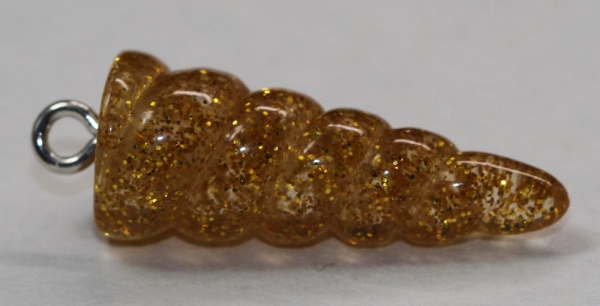 1 Einhorn-Horn 25,3 x 9,9 mm Glitter gold