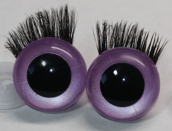 1 Paar Sicherheitsaugen 24 mm Flieder metallic mit Wimpern