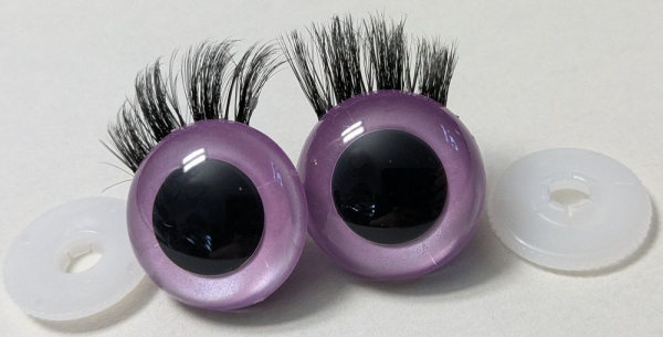 1 Paar Sicherheitsaugen 24 mm Flieder metallic mit Wimpern