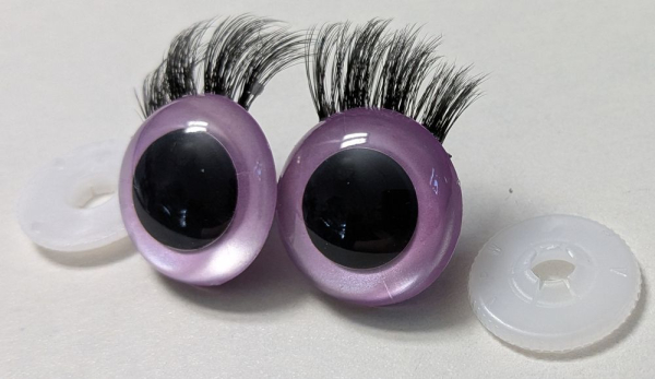 1 Paar Sicherheitsaugen 24 mm Flieder metallic mit Wimpern