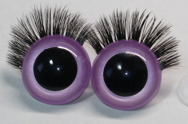 1 Paar Sicherheitsaugen 30 mm Flieder metallic mit Wimpern