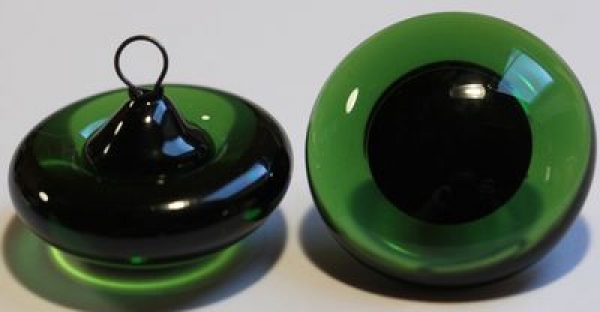 1 Paar Augen Glasaugen mit Öse zum Annähen 26 mm grün