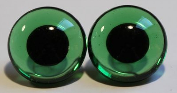 1 Paar Augen Glasaugen mit Öse zum Annähen 20 mm grün