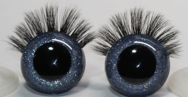 1 Paar Sicherheitsaugen 30 mm Glitter Rauch mit Wimpern