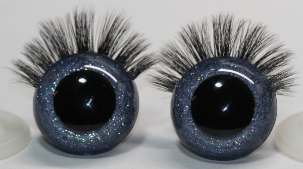 1 Paar Sicherheitsaugen 30 mm Glitter Rauch mit Wimpern