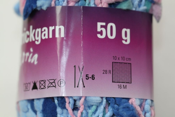Wolle Gloria Effekt -Strickgarn 50 g 100 % Polyamid Farbe rosa hellblau blau türkis