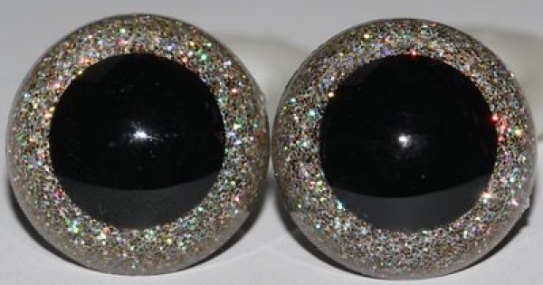 1 Paar Sicherheitsaugen Glitter Holo irisierend Silbergold