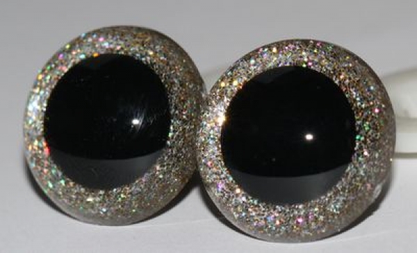 1 Paar Sicherheitsaugen Glitter Holo irisierend Silbergold