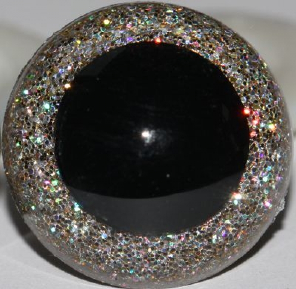 1 Paar Sicherheitsaugen Glitter Holo irisierend Silbergold