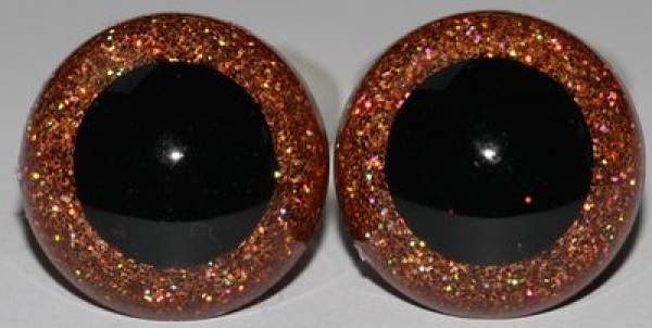 1 Paar Sicherheitsaugen Glitter Holo irisierend Orange