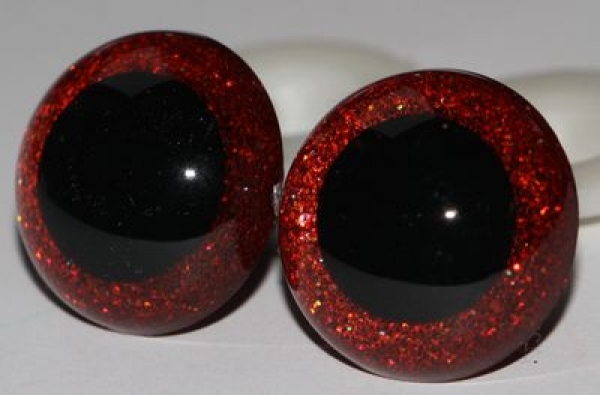 1 Paar Sicherheitsaugen Glitter Holo irisierend Rot