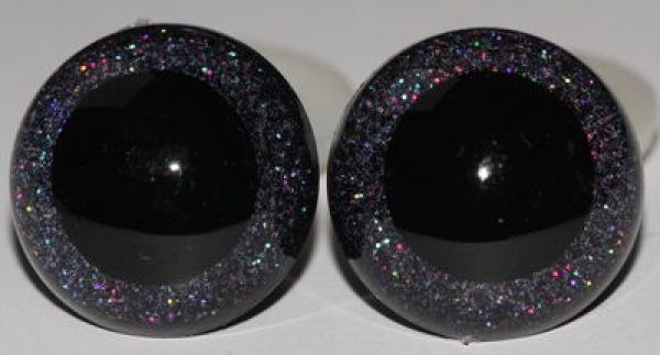 1 Paar Sicherheitsaugen Glitter Holo irisierend Schwarz