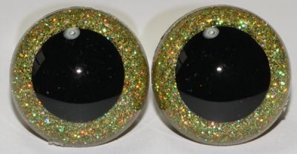 1 Paar Sicherheitsaugen Glitter Holo irisierend Goldgelb
