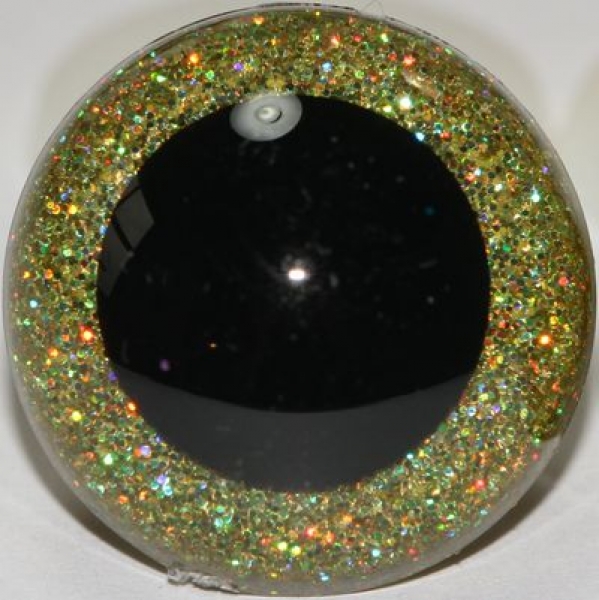 1 Paar Sicherheitsaugen Glitter Holo irisierend Goldgelb