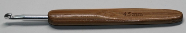1 Häkelnadel 4,5 mm Metall mit Holzgriff Bambus Farbe dunkelbraun