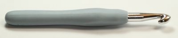 1 Häkelnadel 8 mm Metall mit Gummigriff Farbe grau