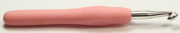 1 Häkelnadel 7 mm Metall mit Gummigriff Farbe rosa