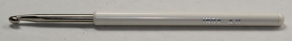 1 Häkelnadel 4 mm Metall mit Kunststoffgriff Farbe weiß