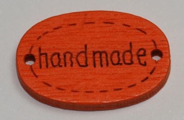 1 Button aus Holz "handmade" orange